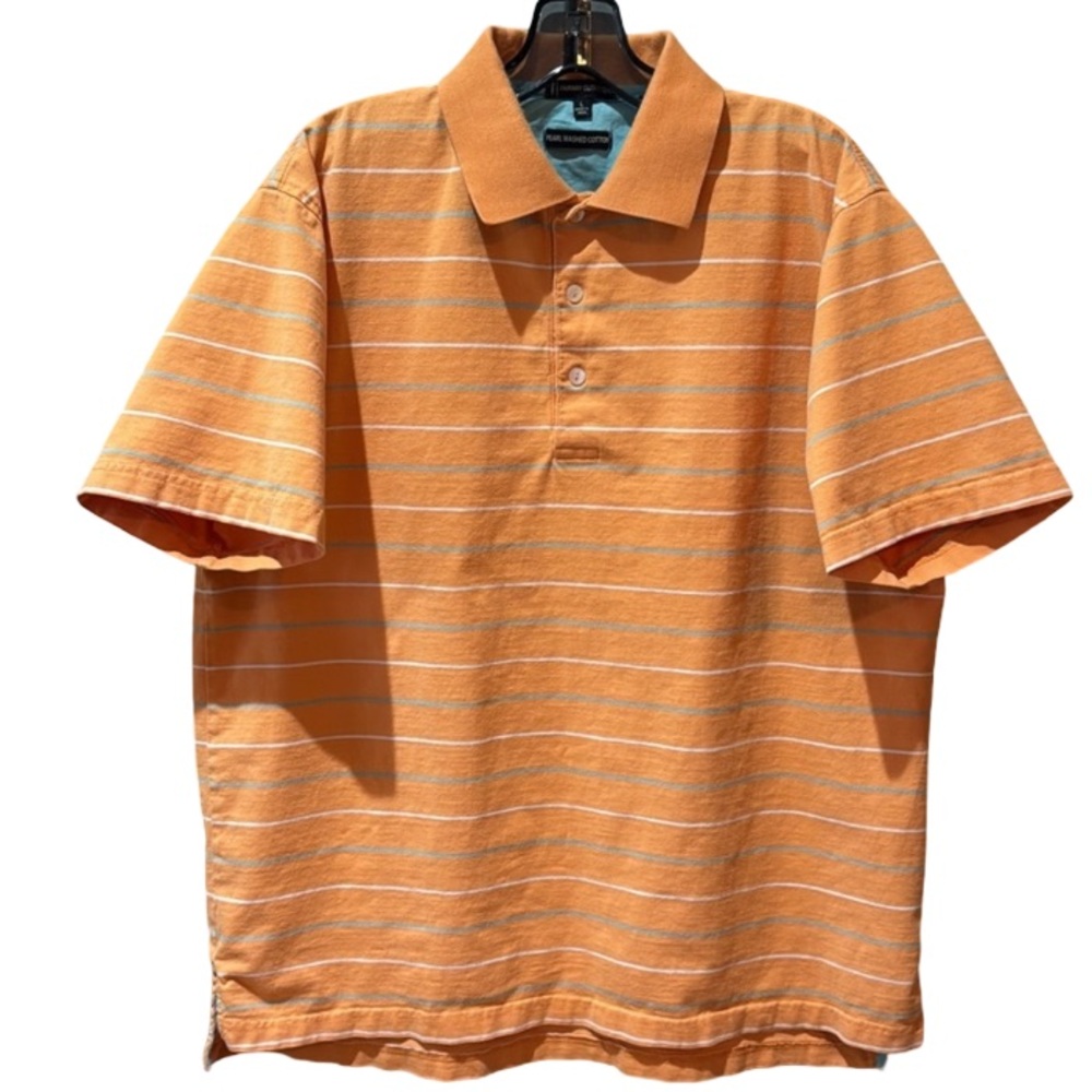 Fairway Outfitters Orange Striped Collared Golf Polo Shirt Men’s Large